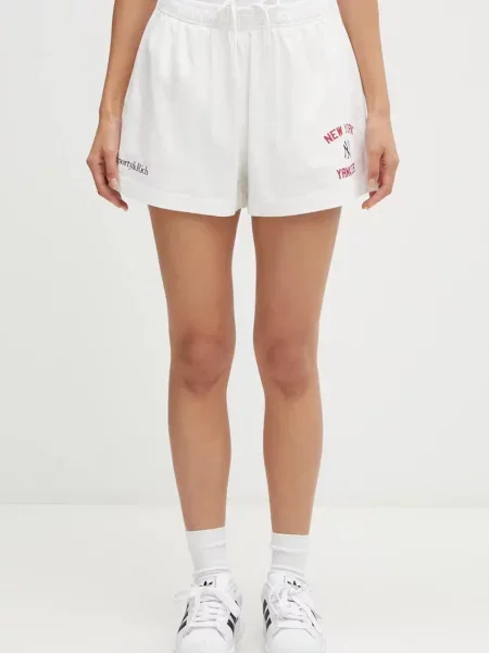 Sporty & Rich szorty Homerun Disco z nadrukiem high waist biały