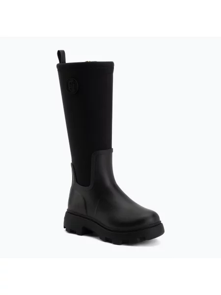 Cizme pentru femei Tommy Hilfiger Stamp Warm Knee black negru