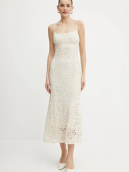 Сукня Bardot midi облягаюче бежевий