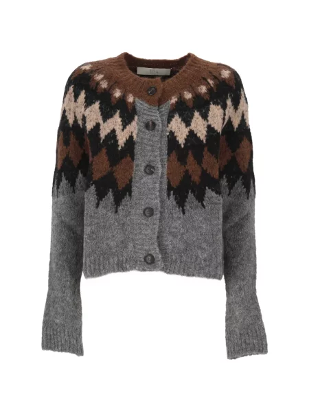 Cardigan Tela tricotate cu model argyle gri