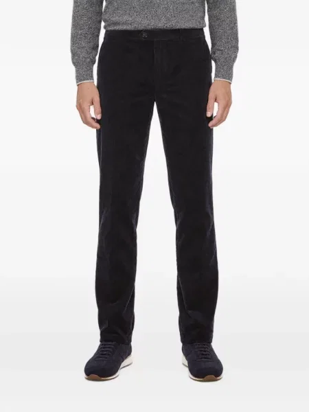 Pantaloni Brunello Cucinelli de catifea cord albastru