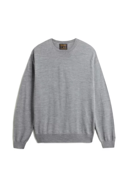 Pulover Woolrich de lână cu decolteu rotund gri