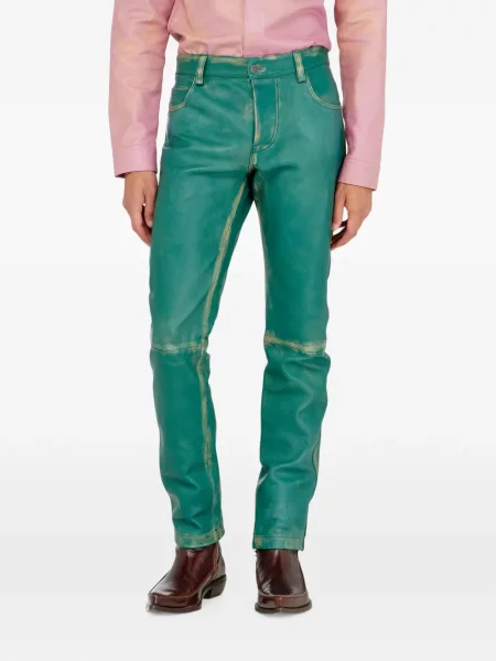 Pantaloni Diesel din piele verde