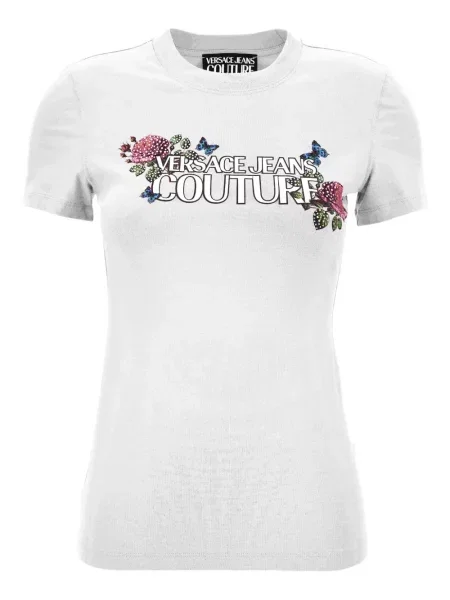 Tricou Versace Jeans Couture cu model floral cu imagine alb