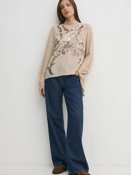 Блузка Hoss Intropia з аплікацією бежевий