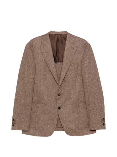 Sacou Canali cu model herringbone maro