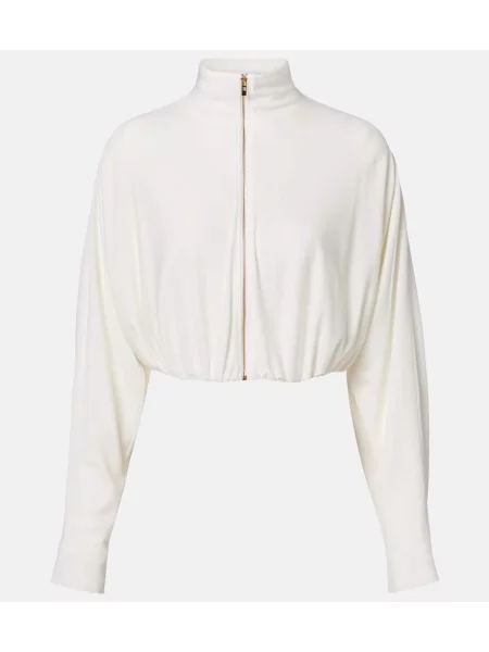 Geacă Alaïa din jerseu drapată alb