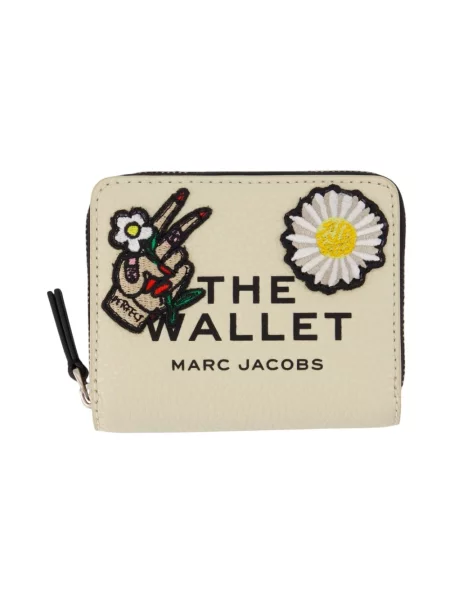 Kompaktowy portfel Marc Jacobs skórzany beżowy