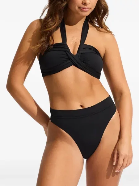 Bikini Seafolly cu gât halter negru