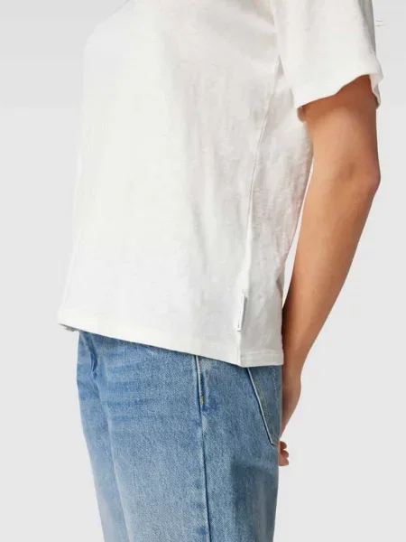 T-shirt z detalem z logo Marc O'polo Denim biała