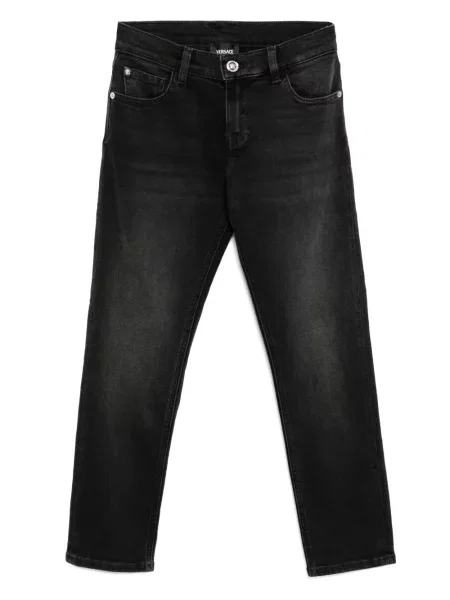 Jeansy straight leg dziecięce Versace czarne