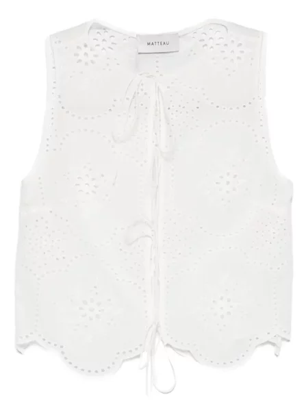 Top Matteau cu broderie alb