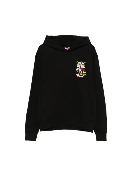 Haftowana bluza z kapturem Kenzo w tygrysie prążki czarna