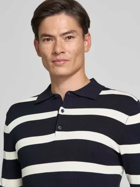 Sweter z dzianiny z kołnierzykiem polo model VERO' Mcneal granatowa