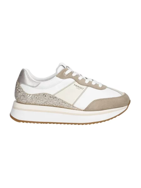 Sneakersy Twinset skórzane beżowe