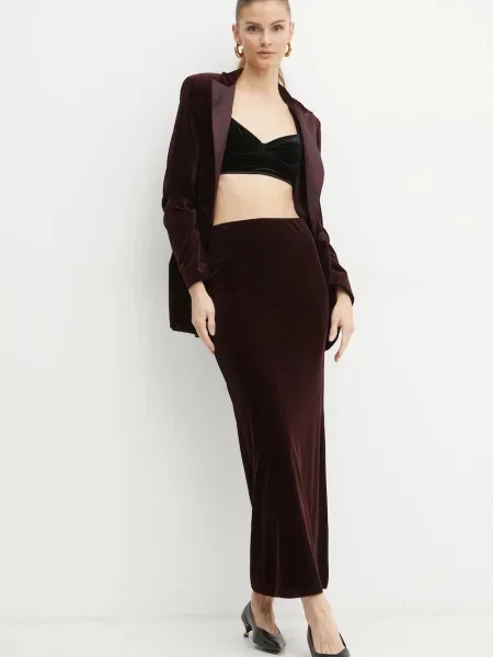 Велюрова спідниця MAX&Co. maxi пряма бордовий