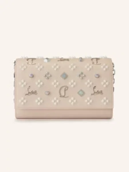 Christian Louboutin Torba Na Ramię Paloma Z Nitami beige beżowa