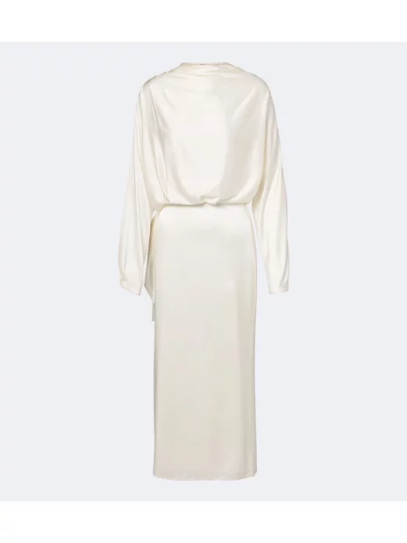 Rochie midi Staud de mătase drapată alb