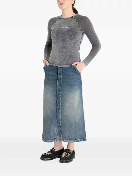 Lung tricou Guess gri