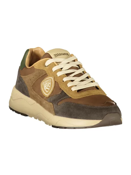 Sneakersy Blauer skórzane brązowe