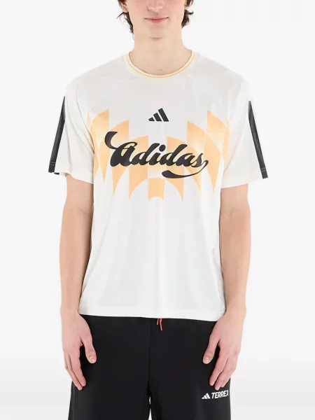 Tricou cu dungi Adidas cu dungi alb