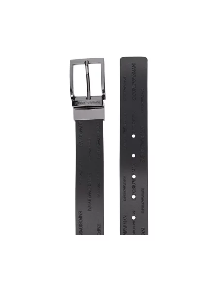 Emporio Armani Pasek skórzany dwustronny czarny