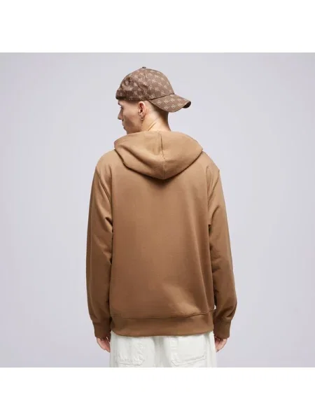 Frotir majica s kapuljačom New Balance sa dugačkim rukavima s kapuljačom smeđa