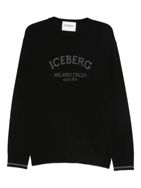 Pulover Iceberg cu broderie de lână negru