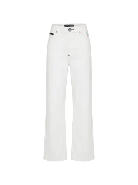 Blugi drepți Philipp Plein alb
