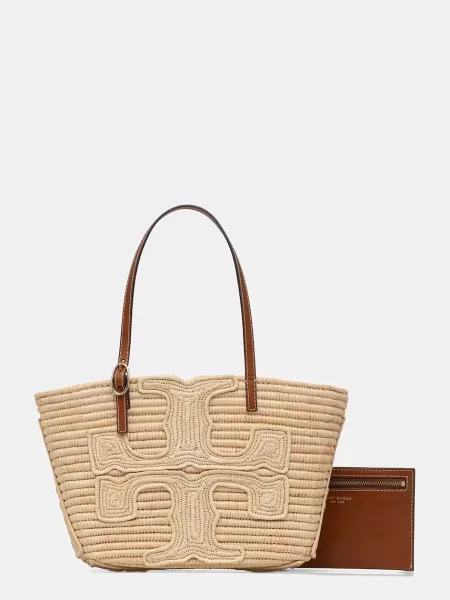 TORY BURCH Geantă pe umăr Ella | Tory Burch x Doum cu adaos de piele bej