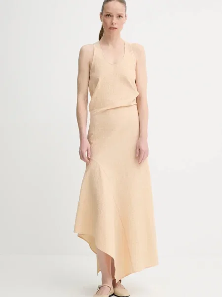 AERON rochie GALE maxi evazată bej