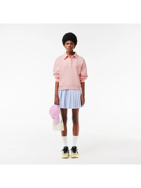 Lacoste Bluza Dresowa Z Haftowanym Golfem różowa