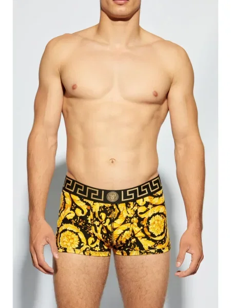 Bokserki Versace z nadrukiem żółte