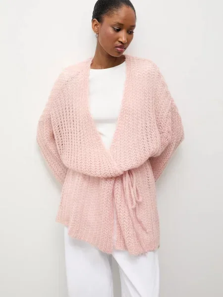 Answear.LAB kardigan z dodatkiem wełny różowy