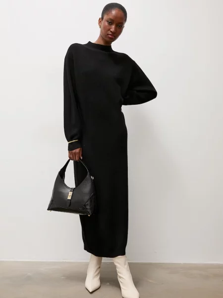 Answear.LAB rochie tricotată cu vâscoză negru