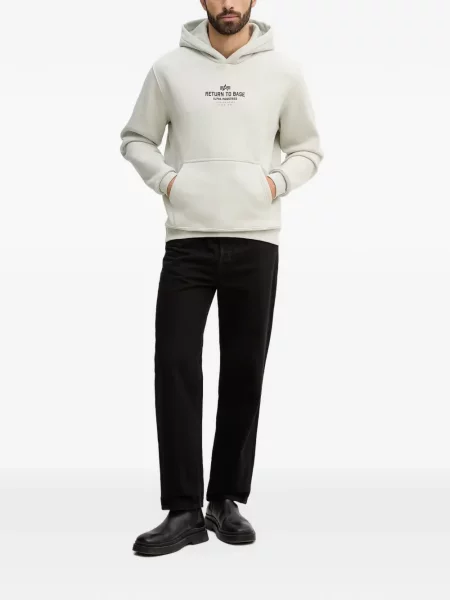 Hanorac cu glugă Alpha Industries cu glugă gri