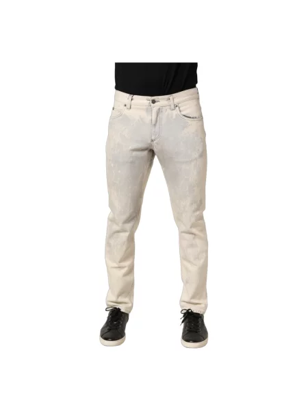 Tie dye jeansy Dolce And Gabbana wiązane beżowe