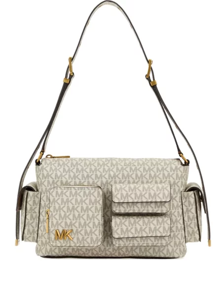 Geanta crossbody Michael Michael Kors tricotate de costum cu dungi maro