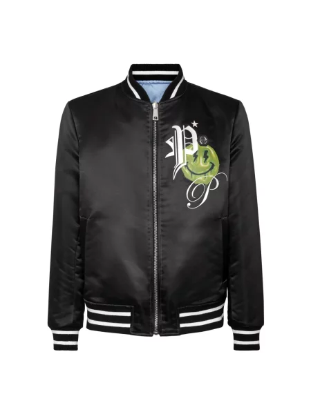 Satynowy kurtka bomber Philipp Plein czarny