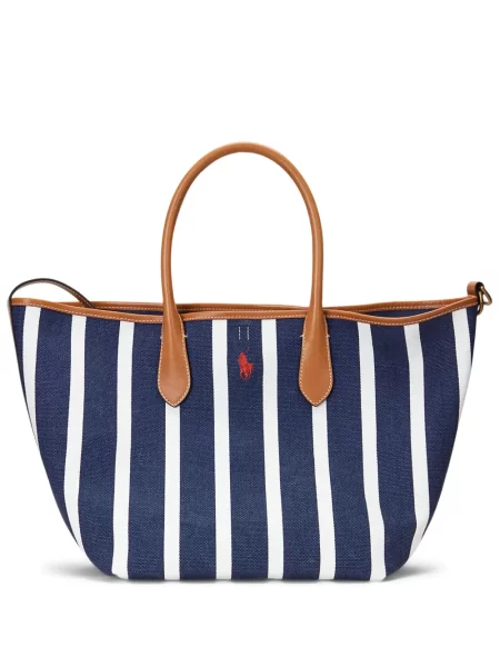 Pletena polo majica Polo Ralph Lauren s vezom visoki struk plava