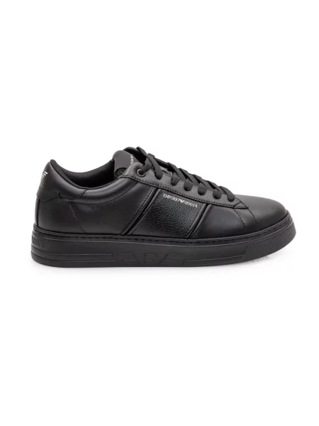 Sneakersy Emporio Armani skórzane z logo czarne