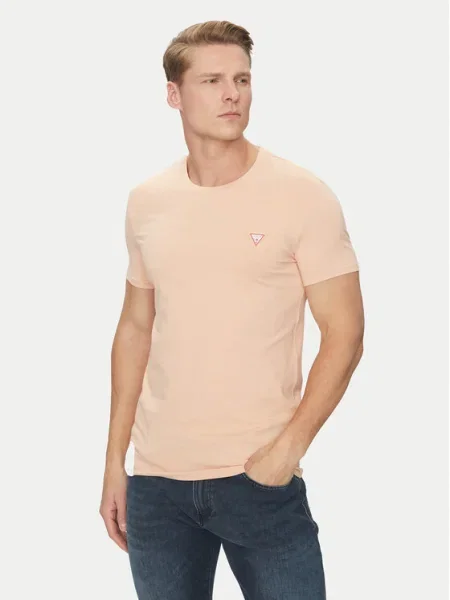 Тениска Guess с изчистен дизайн оранжево