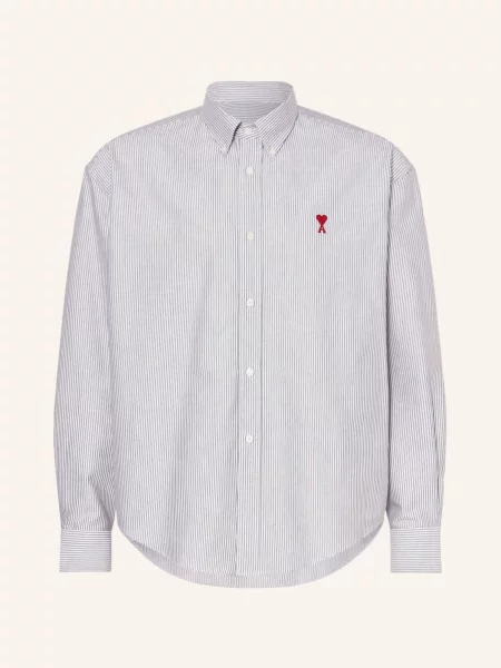 Ami Paris Košile Comfort Fit šedá bílá