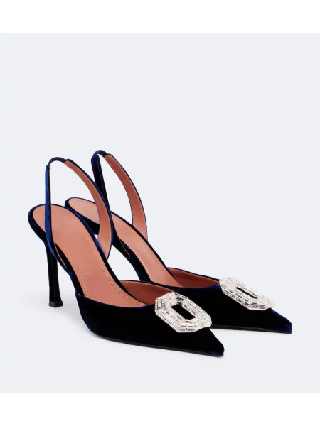 Pantofi cu toc Amina Muaddi slingback albastru