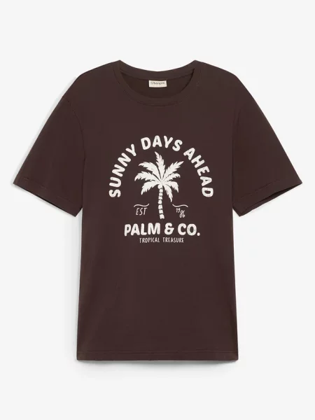 T-shirt z czystej bawełny brązowa