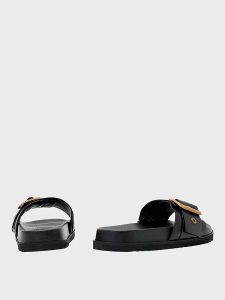 Кожаные шлепанцы Allsaints черные