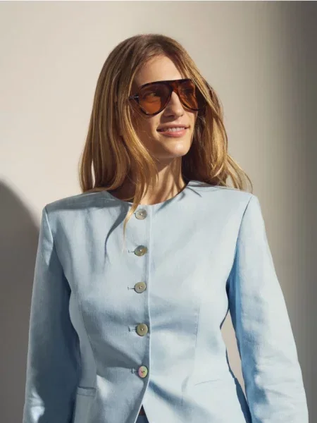 Reserved Лляний піджак блідо-блакитний блакитний