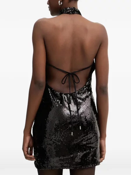Rochie mini Haveone cu paiete cu gât halter negru