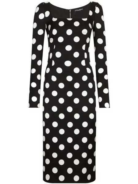 Rochie midi Dolce & Gabbana cu buline cu imagine până la genunchi negru