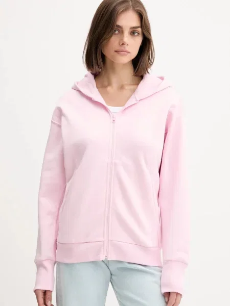 Суичър с качулка Adidas с качулка с апликация розово
